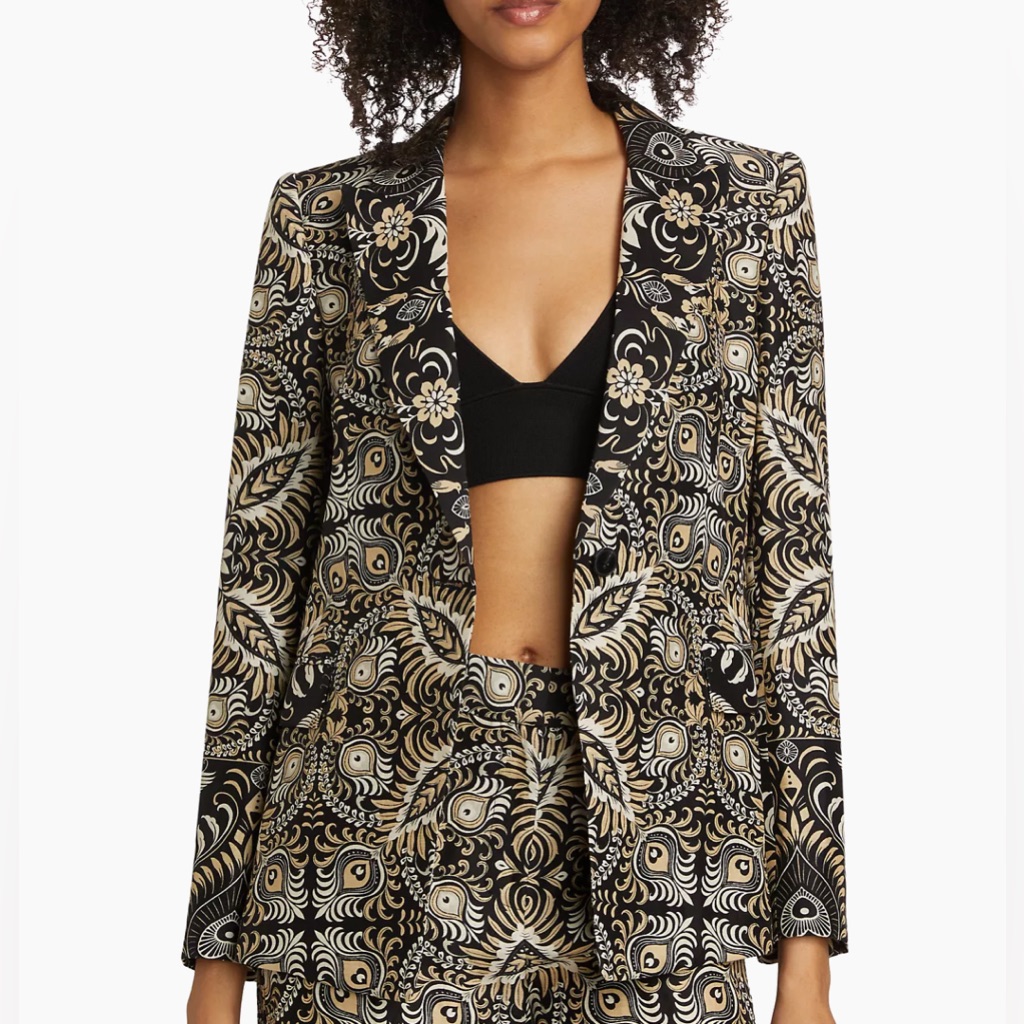Kobi Halperin Nwt Sarai Odyssey Print Linen-Blend Blazer Jacket